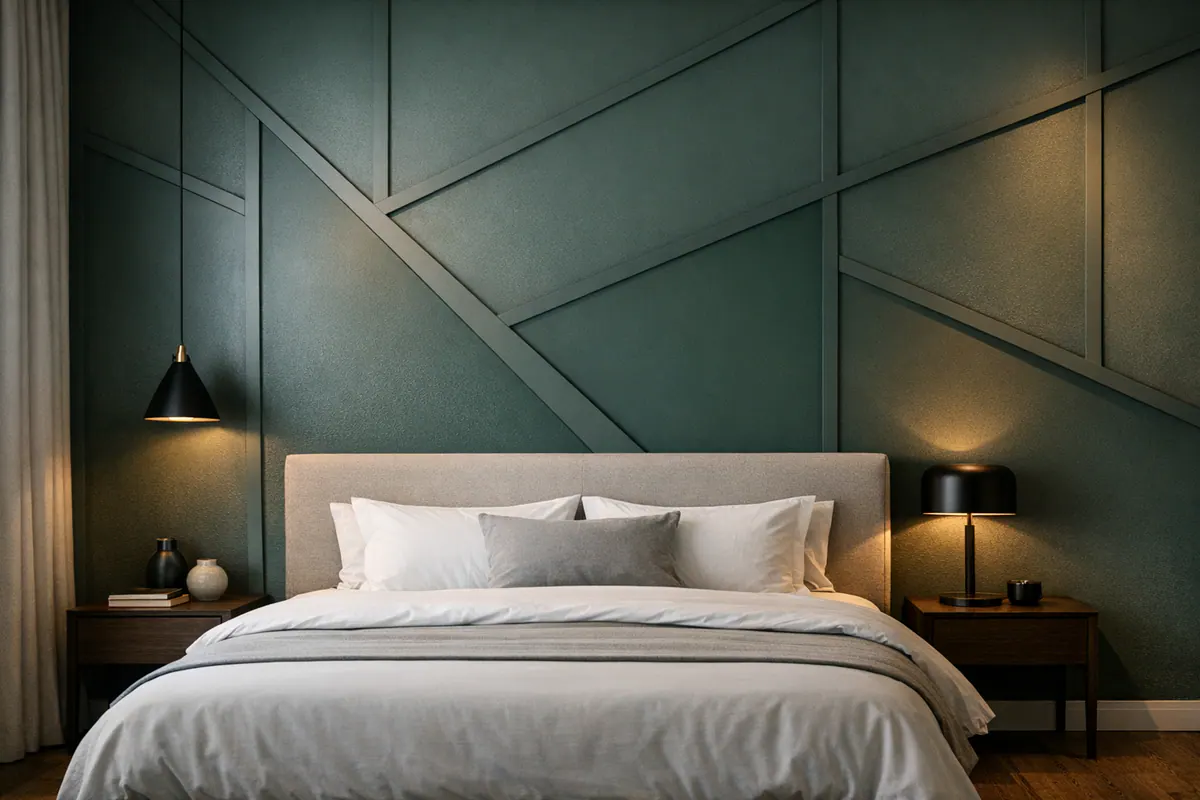 Asymmetrical Geometric Trim Feature Wall
