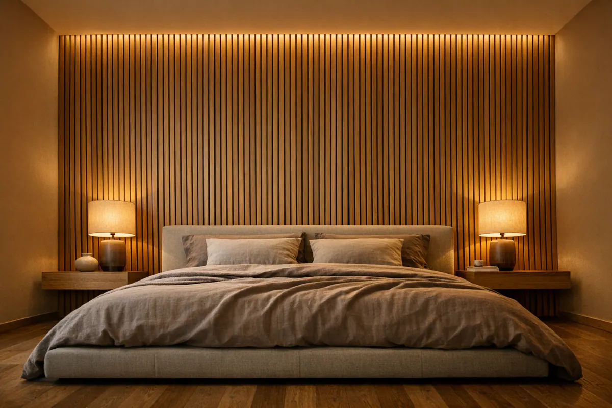 Vertical Wood Slats for Warmth and Height