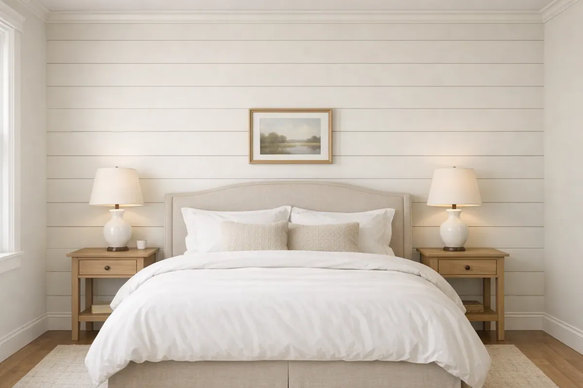 Finished Shiplap Bedroom Accent