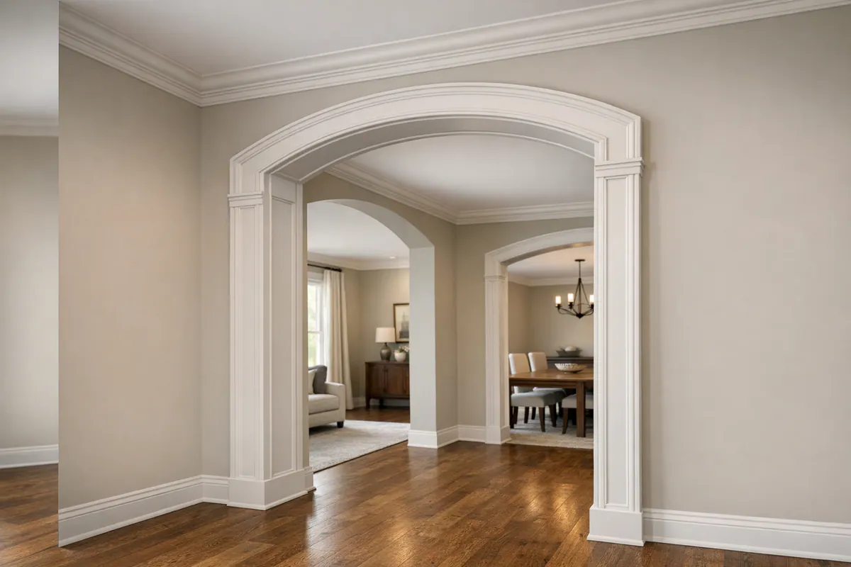 Cased arch with jamb depth
