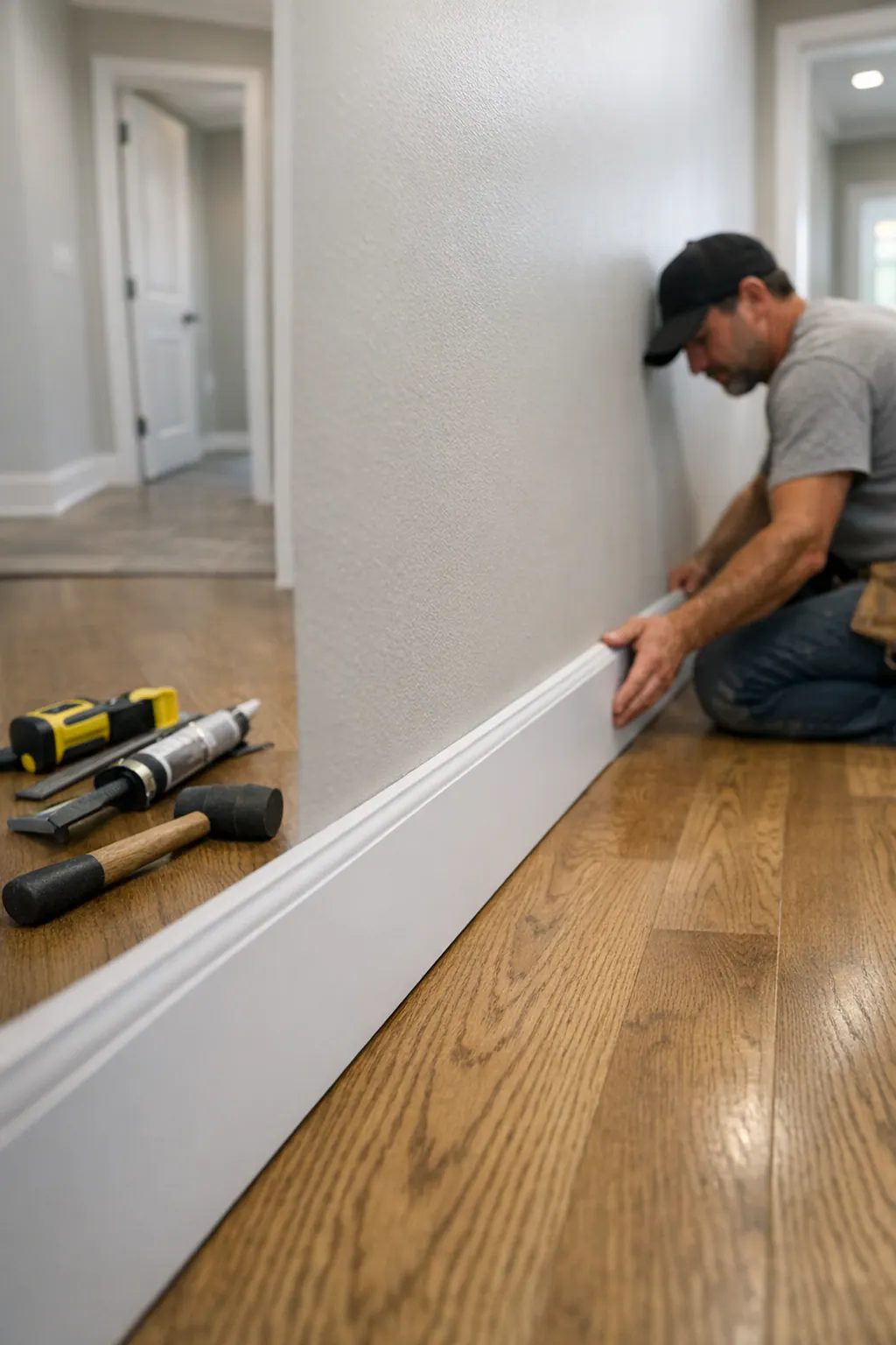 Supporting 6 Fitting Baseboard Along A Hallwa