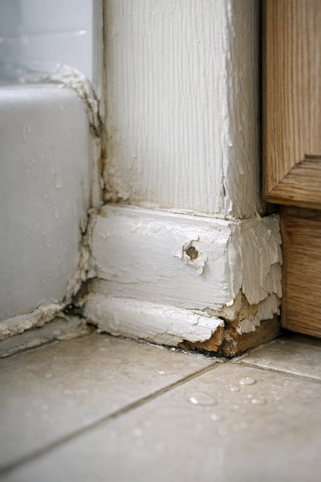 Trim failure near tub and vanity