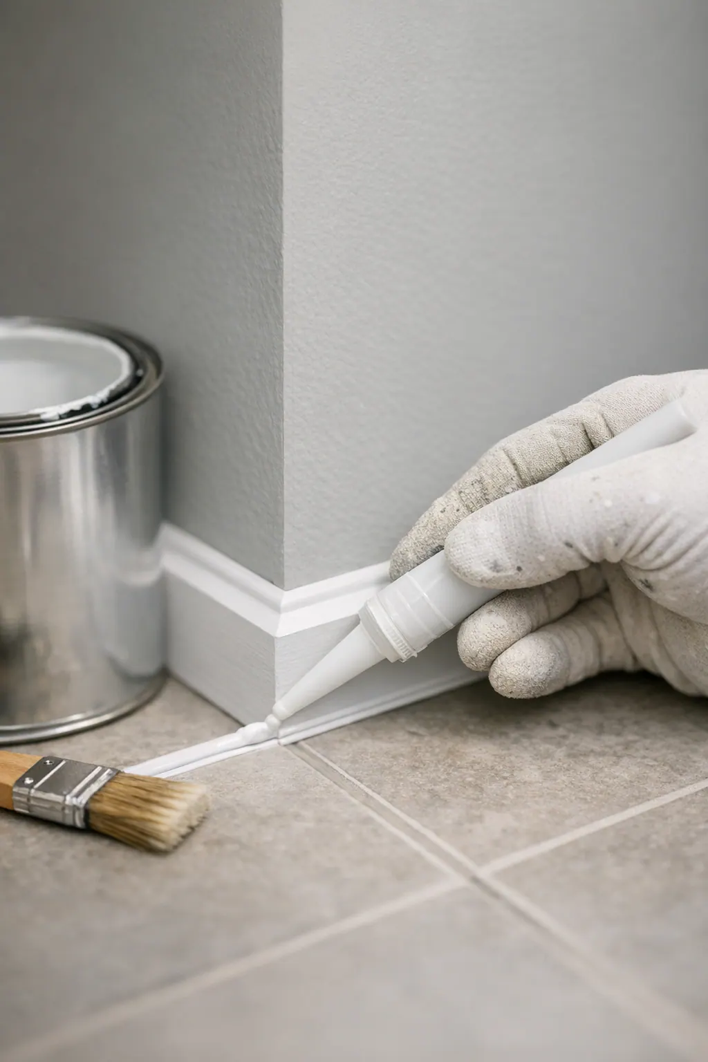 Primer, sealed edges, paint, and caulk details