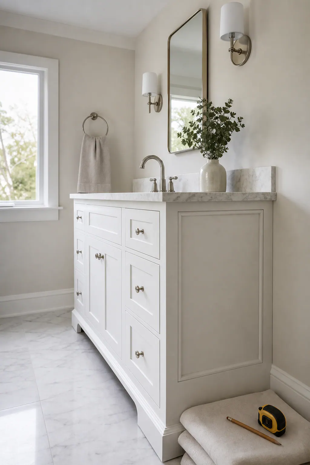 Measured Vanity Trim Installation Planning
