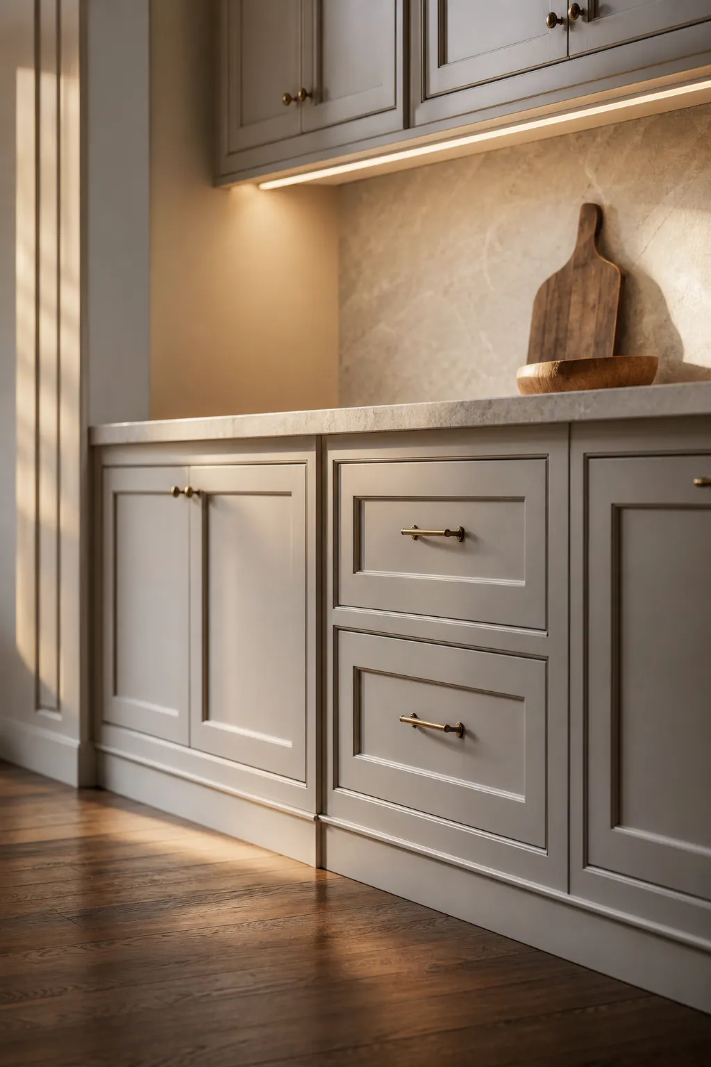 Light Rail Detail and Finished Cabinet Base