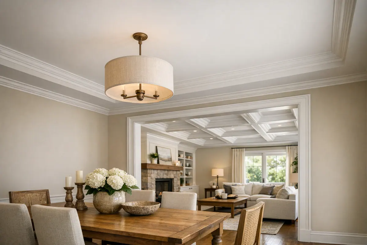 Coffered Ceiling and Tray Ceiling Contrast
