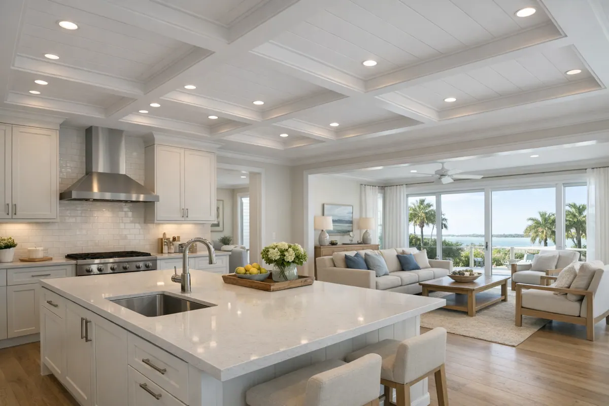 Shallow Coffers in Open Kitchen