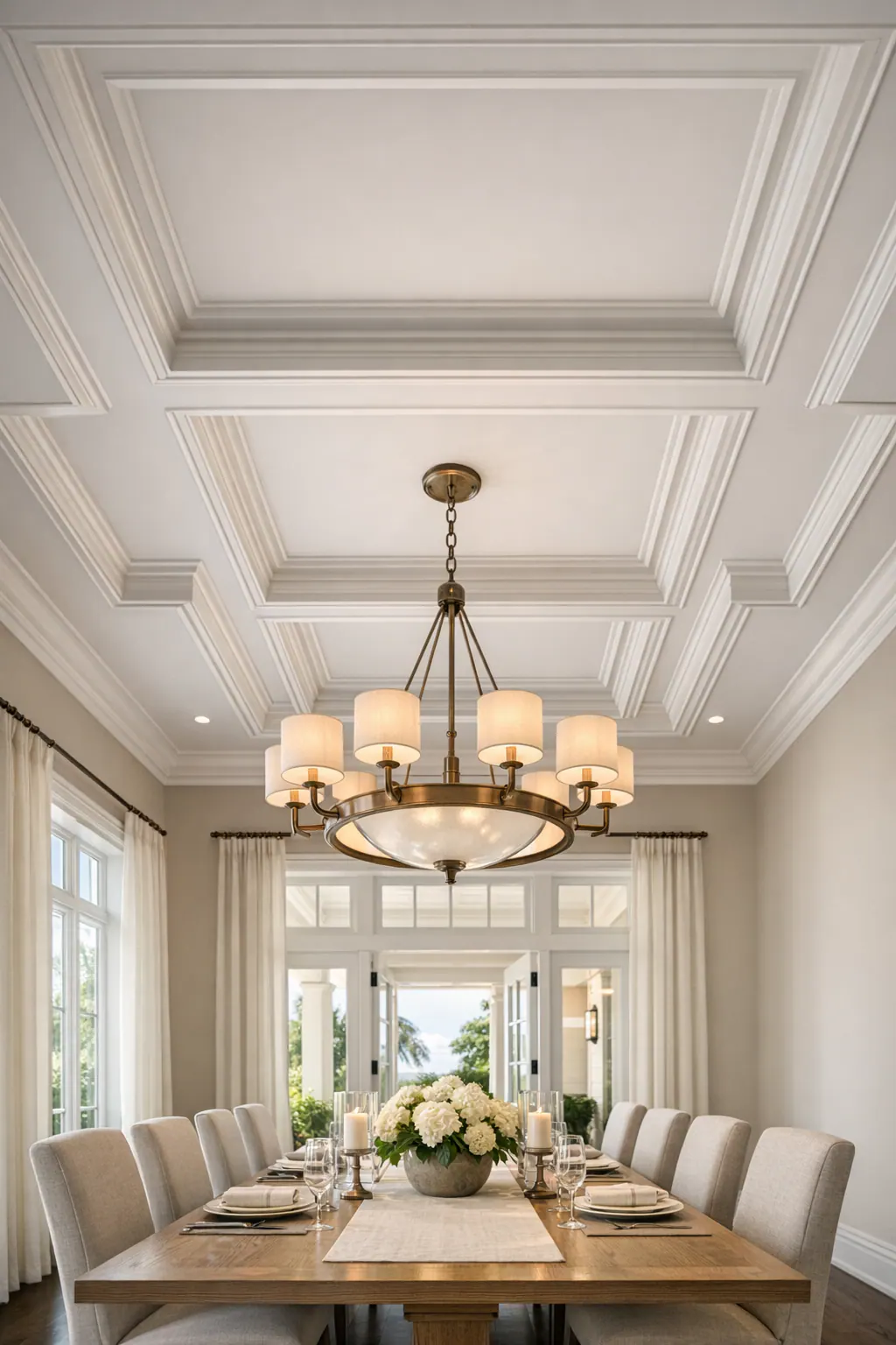 Dining Room Ceiling Centered on Chandelier