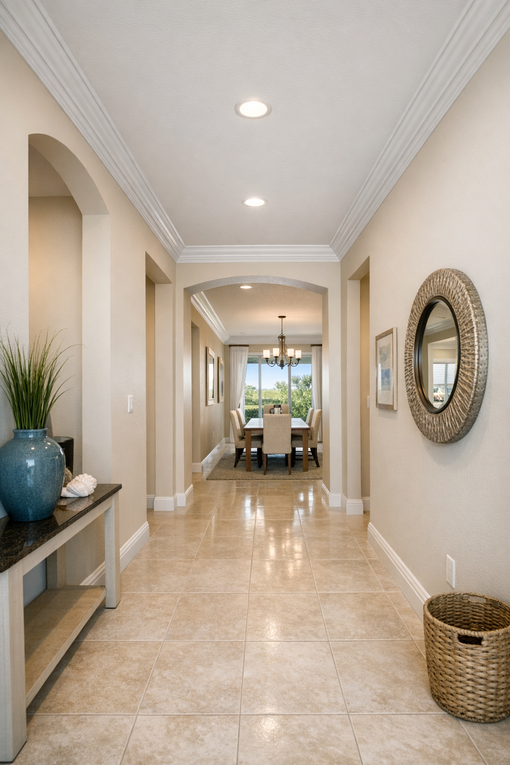 Crown Molding Through Entry and Hallway