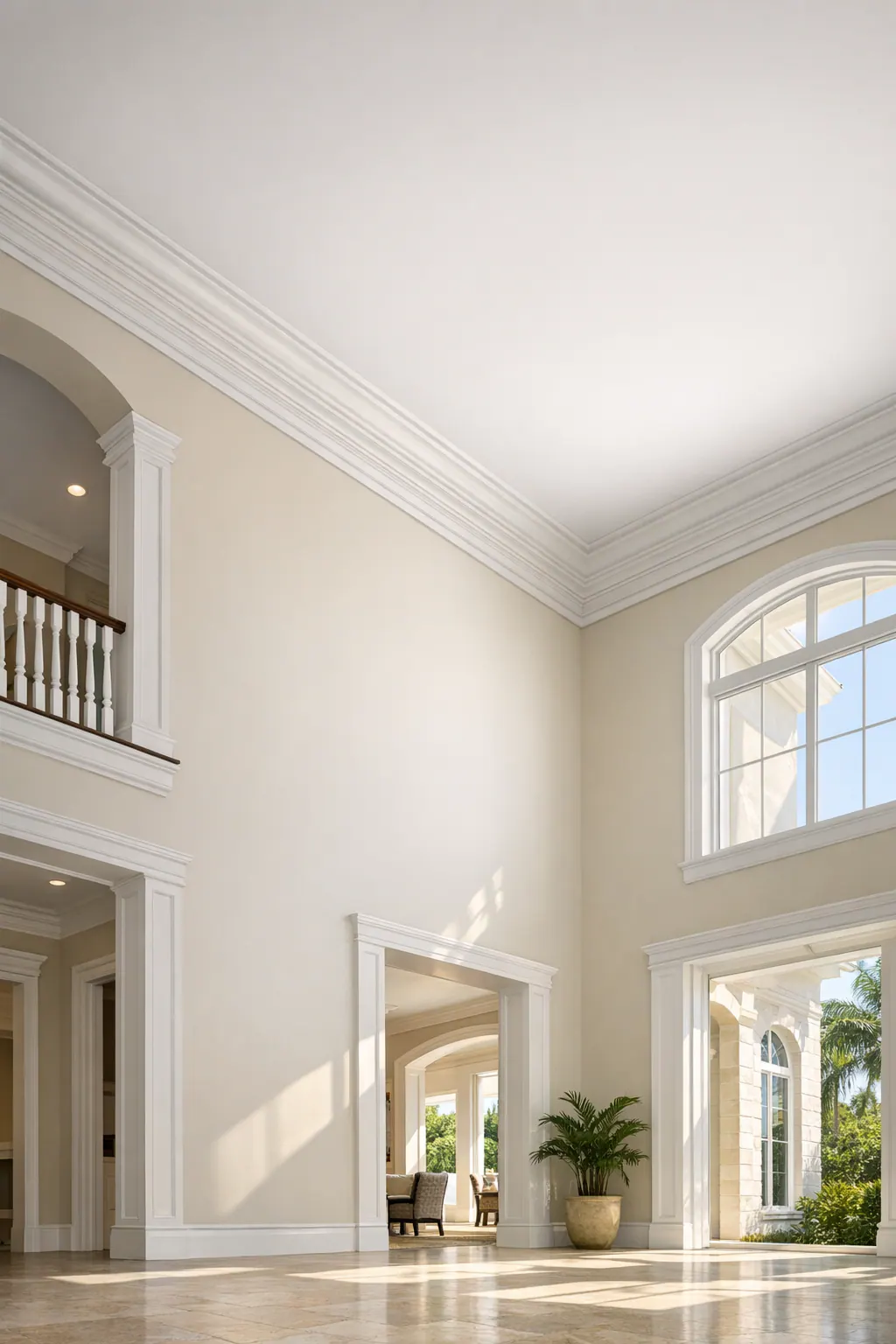 High flat ceiling with scaled-up crown