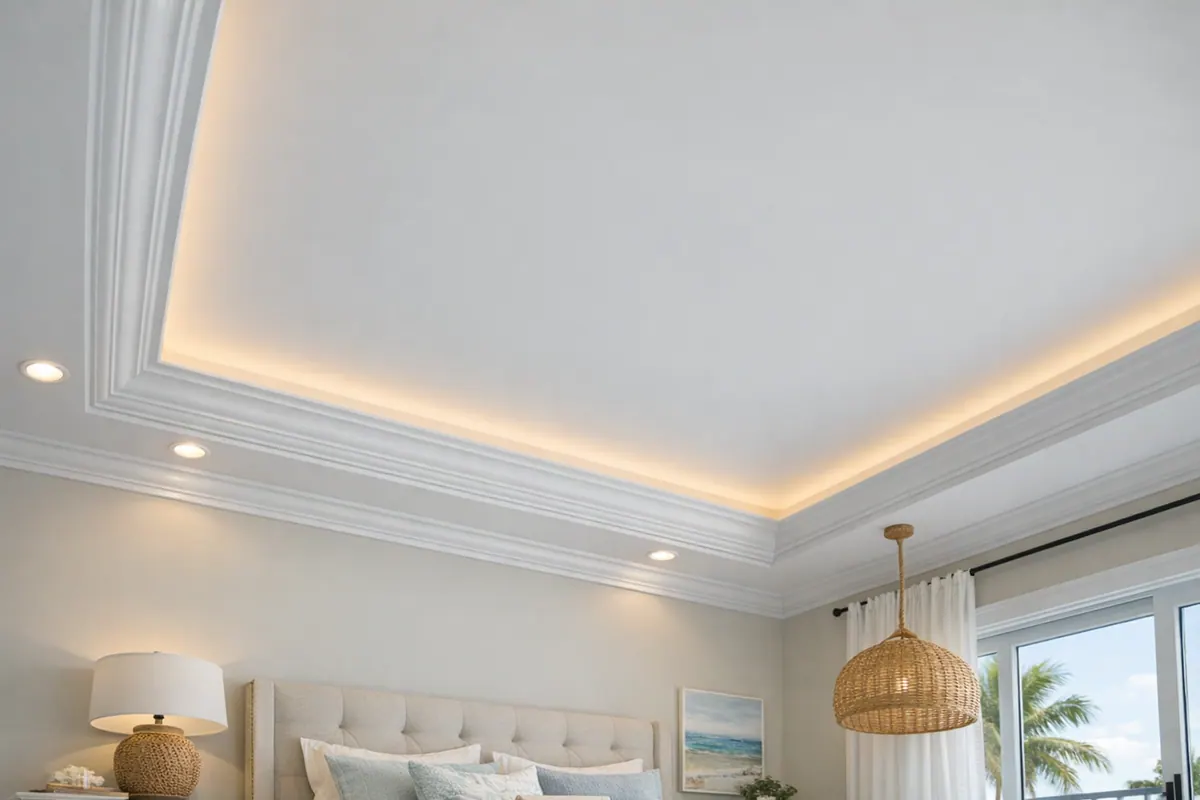 Tray ceiling perimeter crown and depth