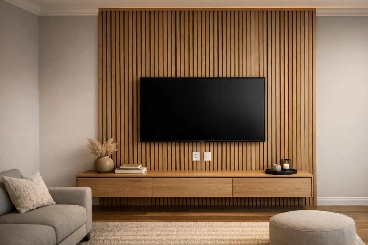 Slat Wall With Integrated Media Design