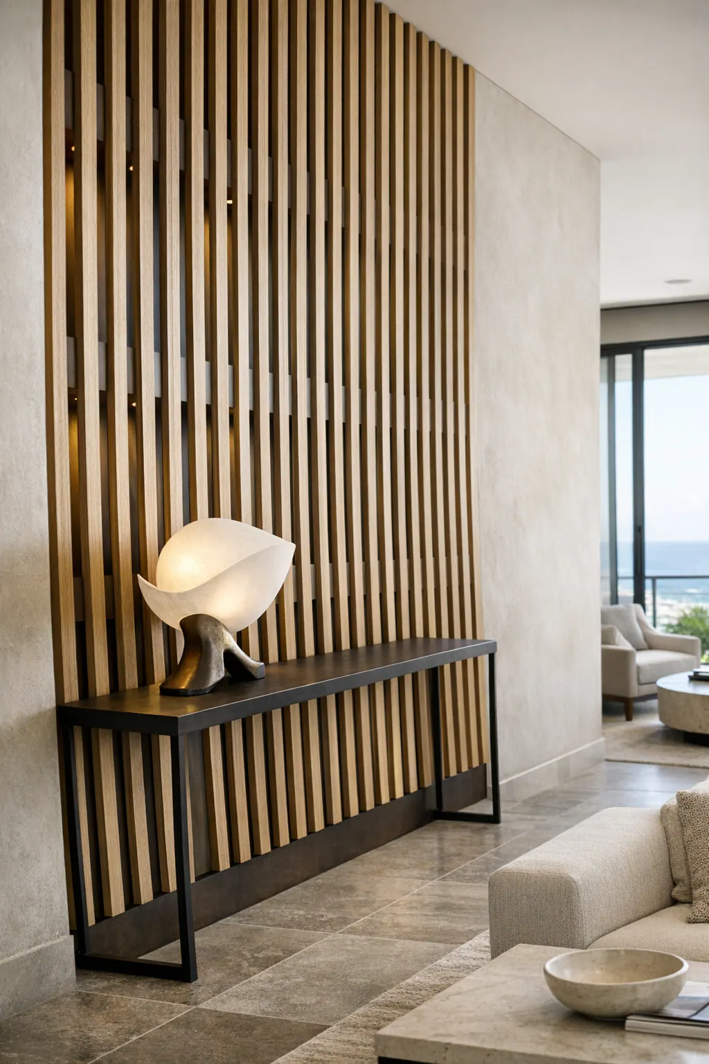 Oak Slat Wall With Warmth