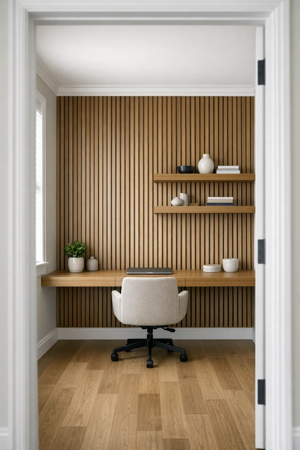 Office Wall Framing a Desk