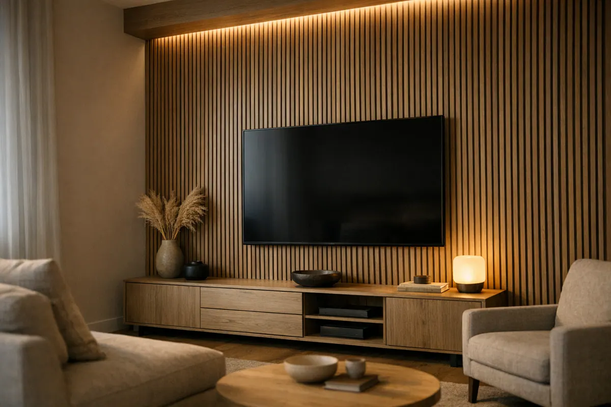 Supporting 5 Warm Vertical Slat Wall