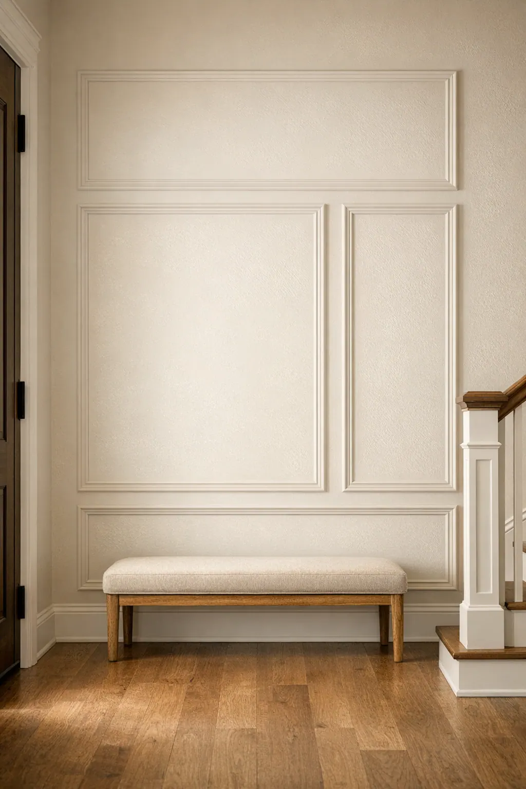 Decorative wall moulding on blank entry wall