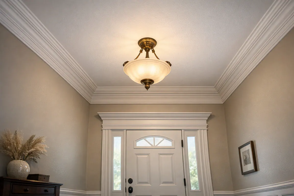 Crown moulding in defined foyer
