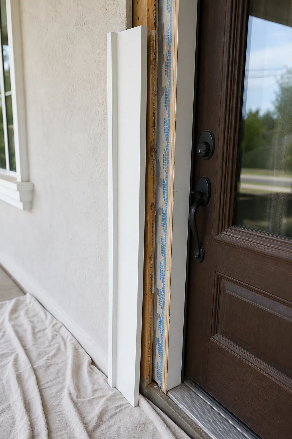 Careful trim replacement at door casing