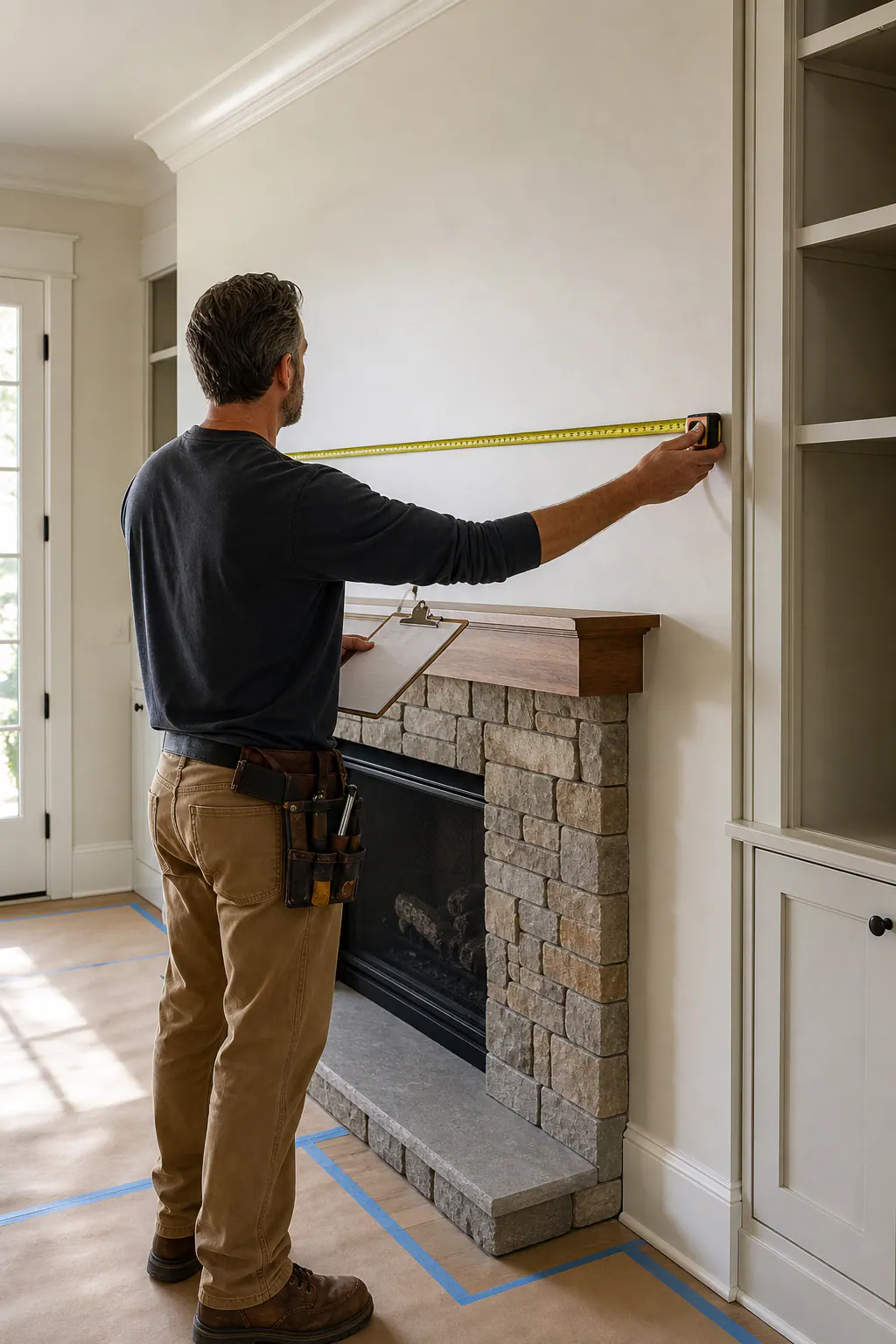 Measured Fireplace Elevation and Clearances