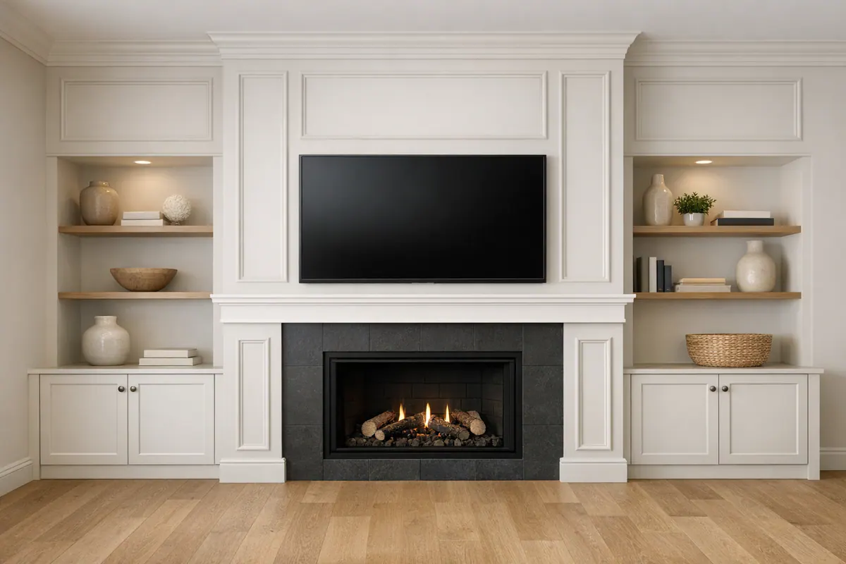 TV Fireplace Wall With Built-Ins