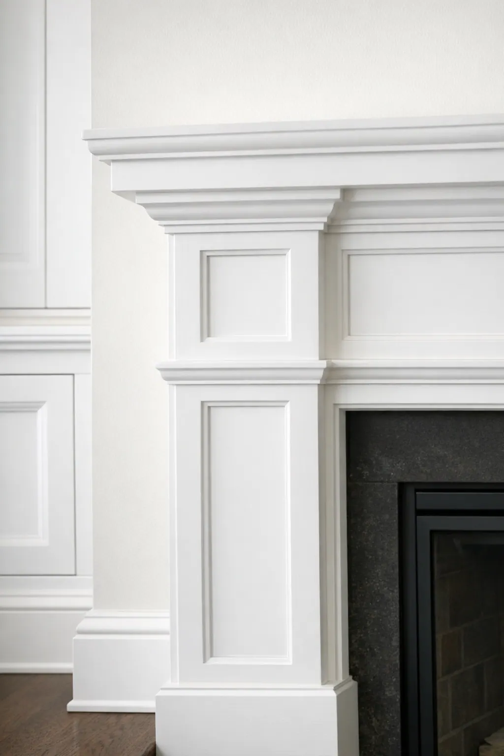 Painted Mantel and Layered Trim Detail