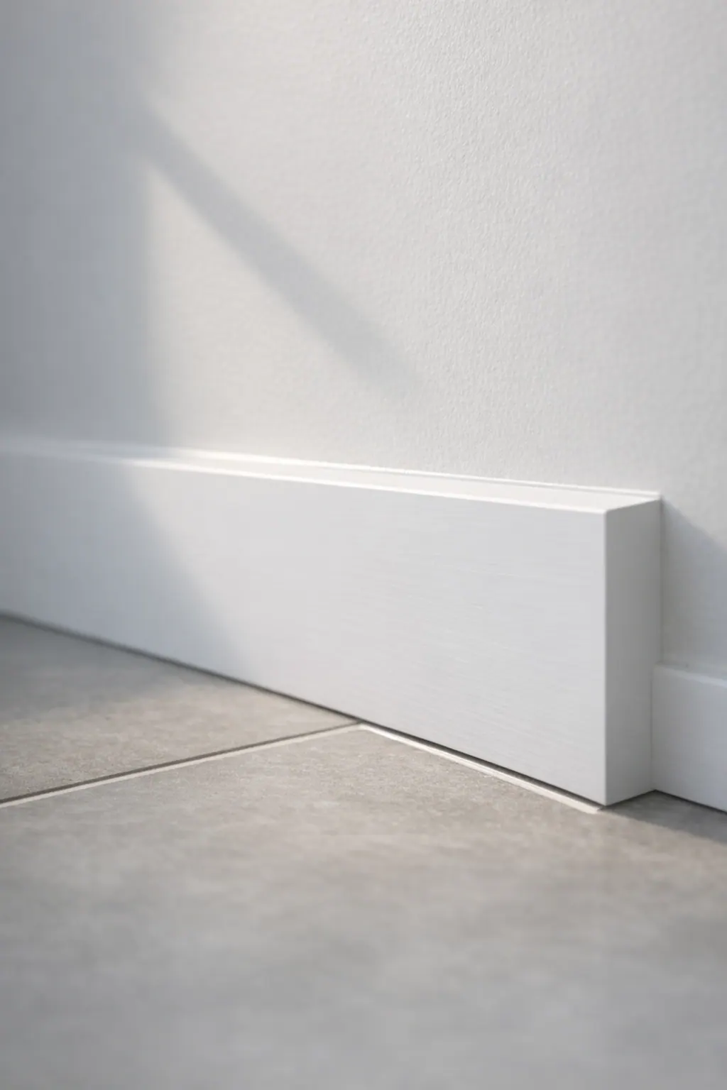 Sunlight on Flat Baseboard and Tile Edge