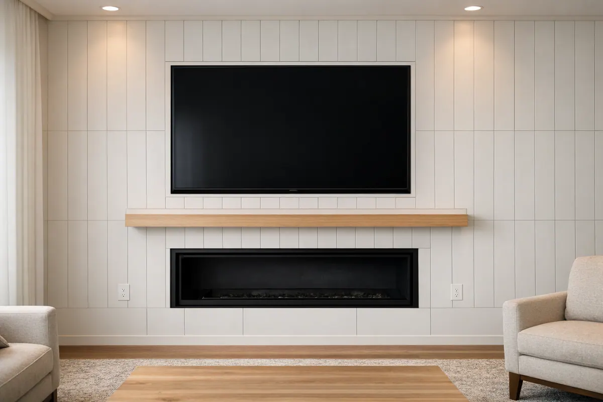 Coordinated Shiplap Fireplace Elevation