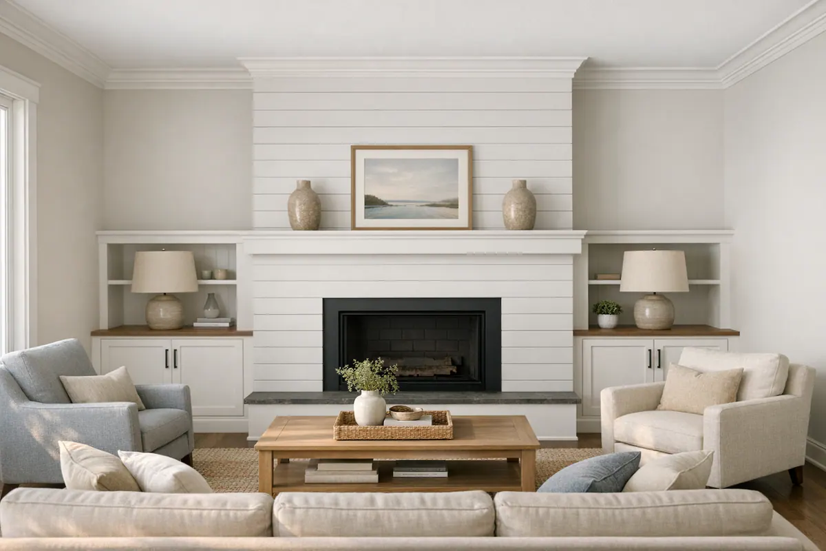 Shiplap Fireplace Feature Wall