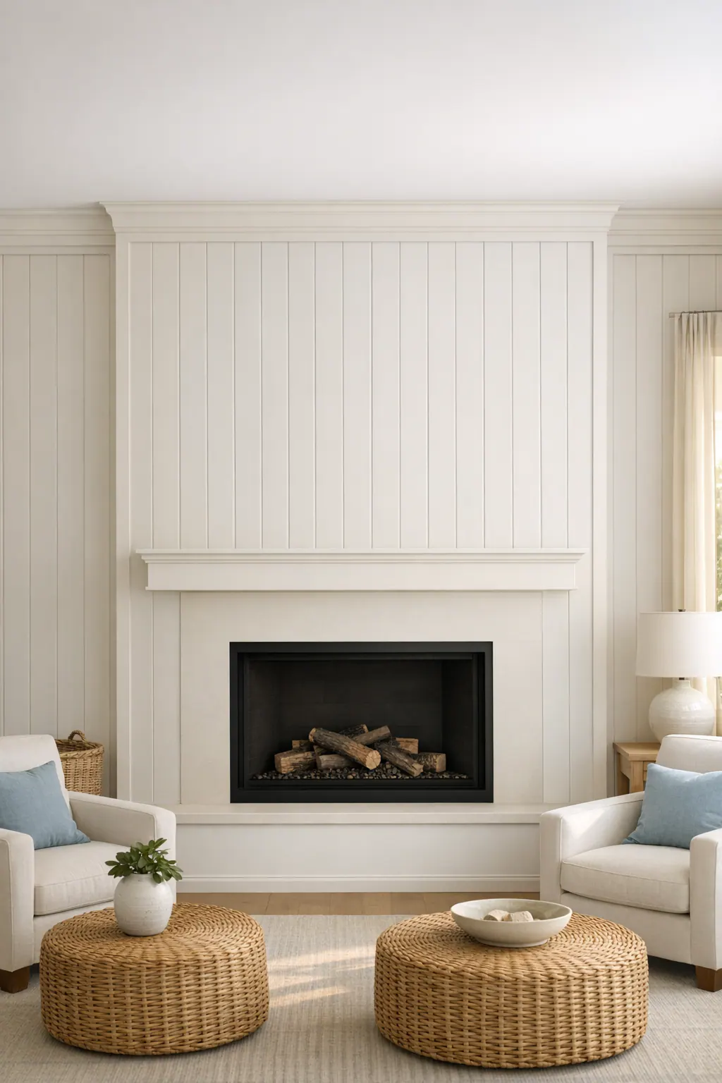 Finished Fireplace Shiplap Feature