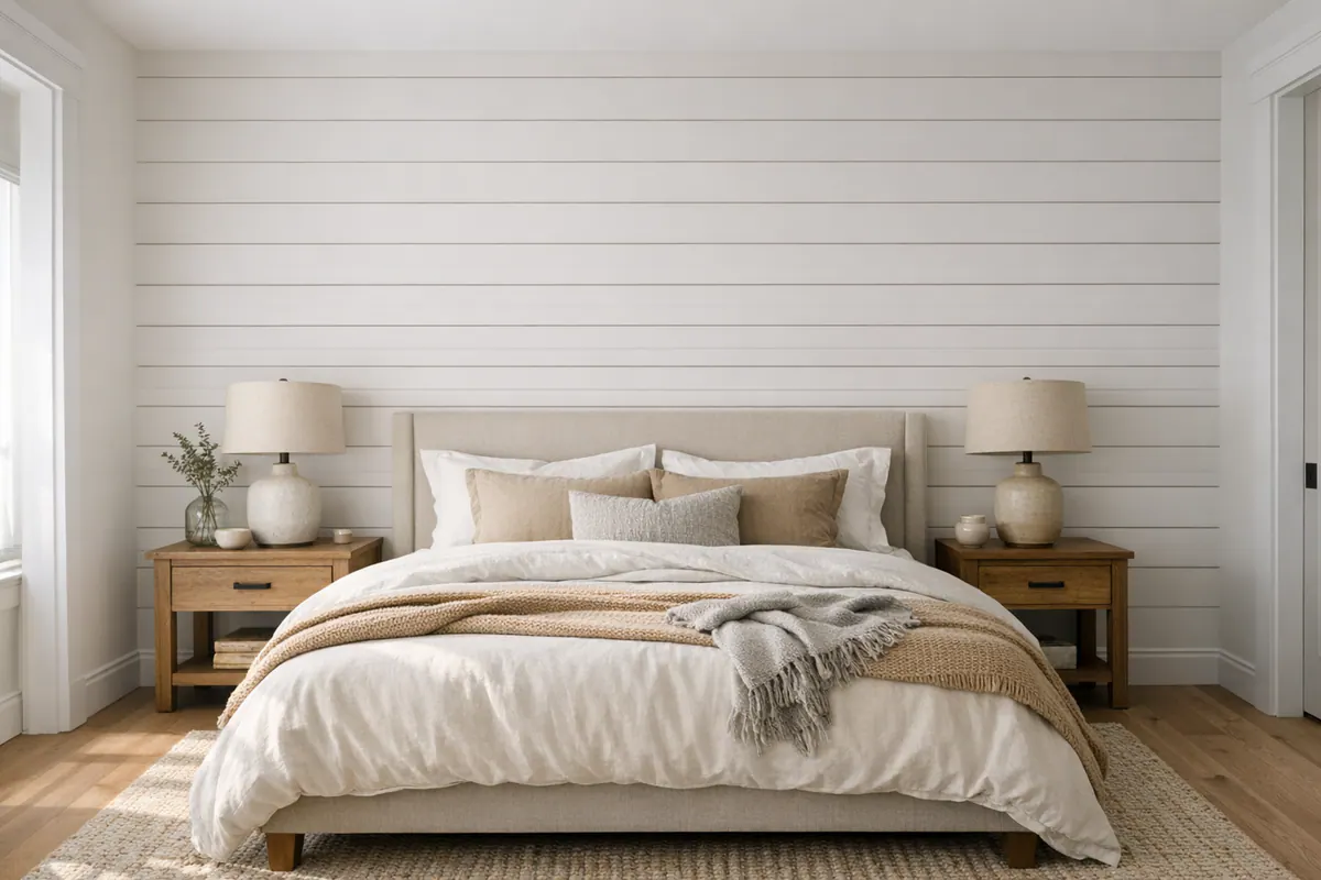 Supporting 3 Shiplap Accent Wall Behind A Bed