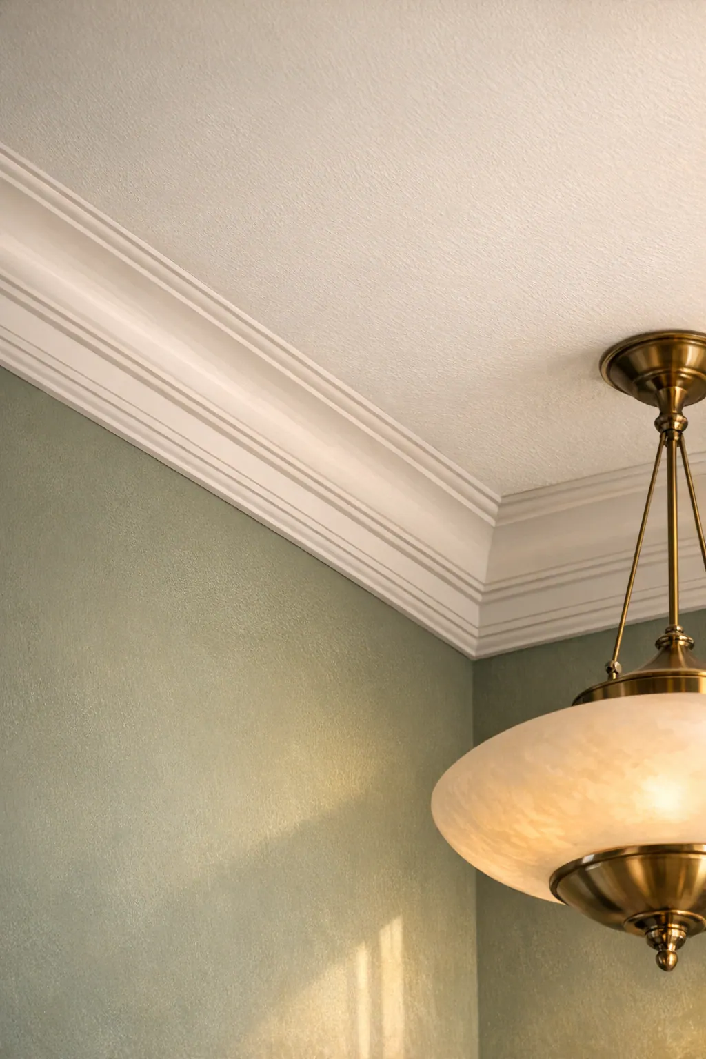 Crown molding at the ceiling line