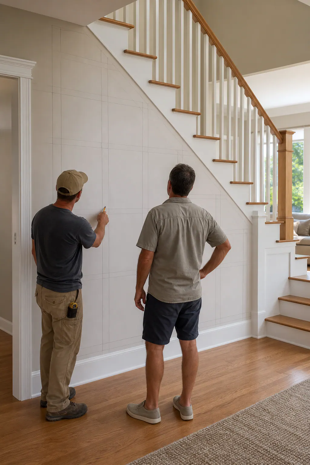 Stair Wall Wainscoting Layout