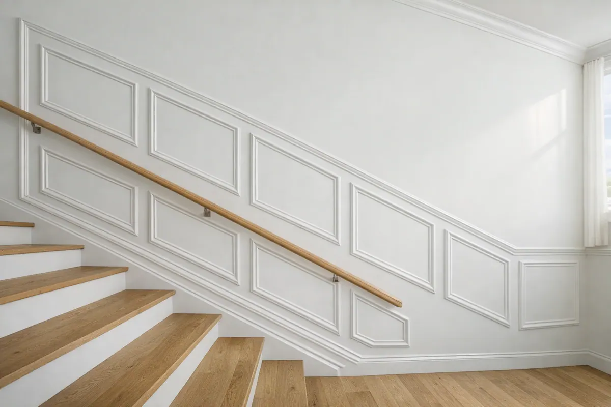 Stair Wall Moulding Along the Slope