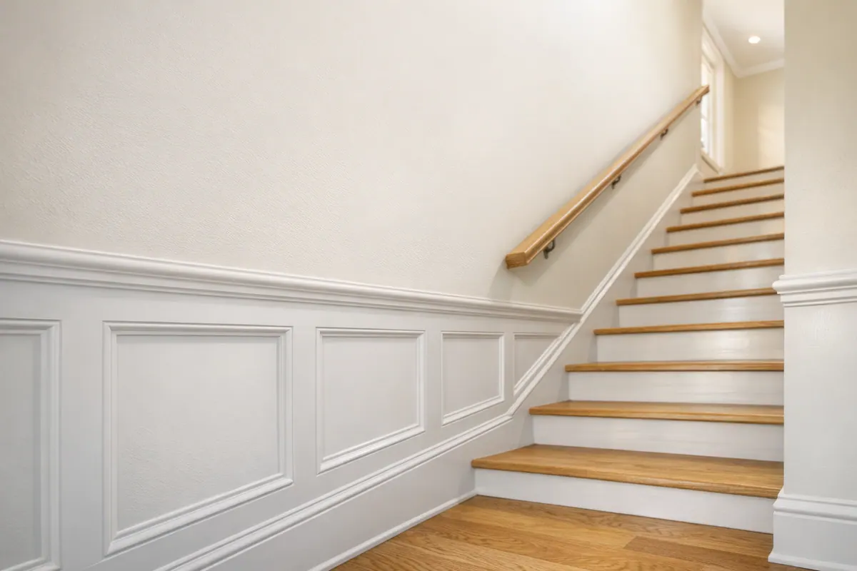Staircase Wainscoting for Depth and Protection