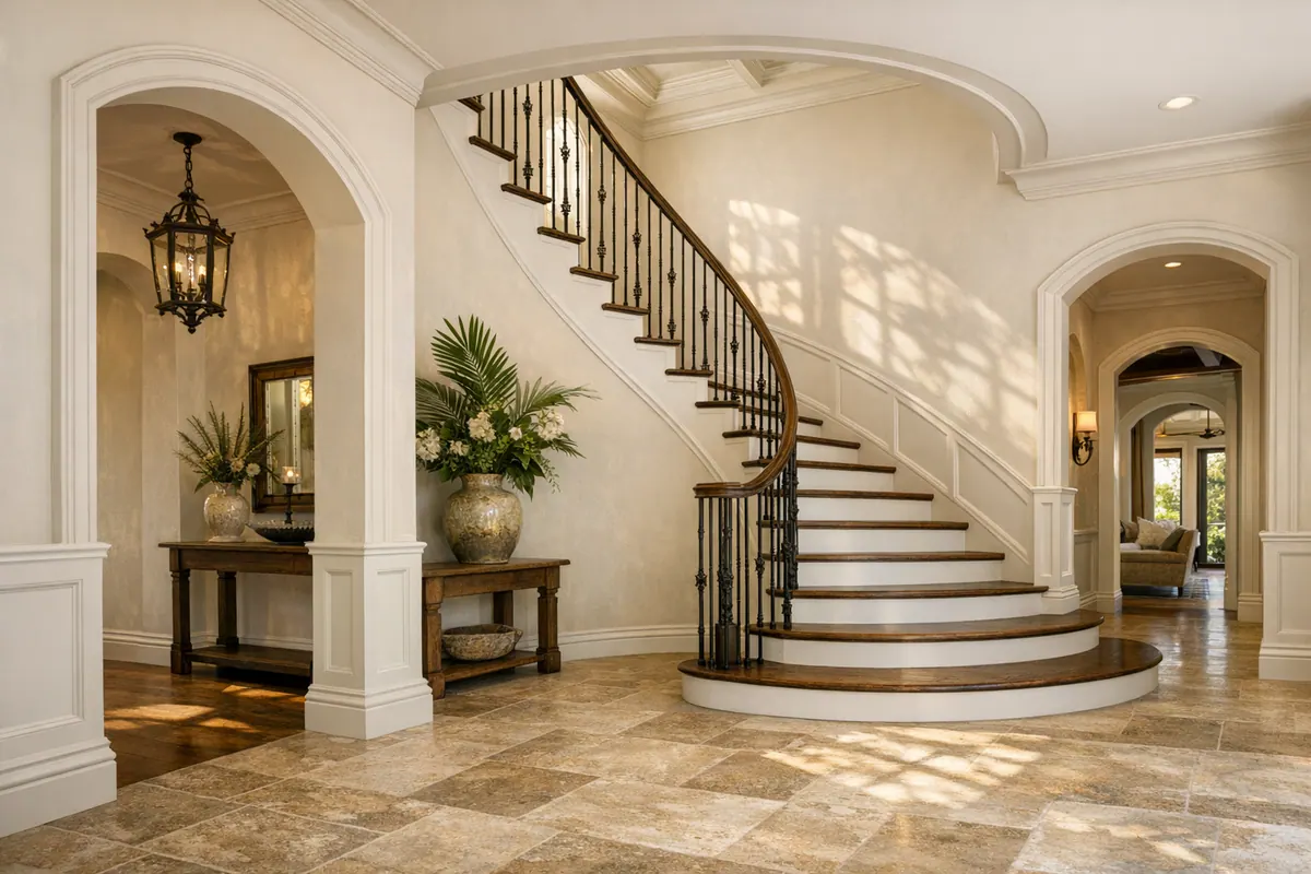 Substantial Trim in Mediterranean-Influenced Home