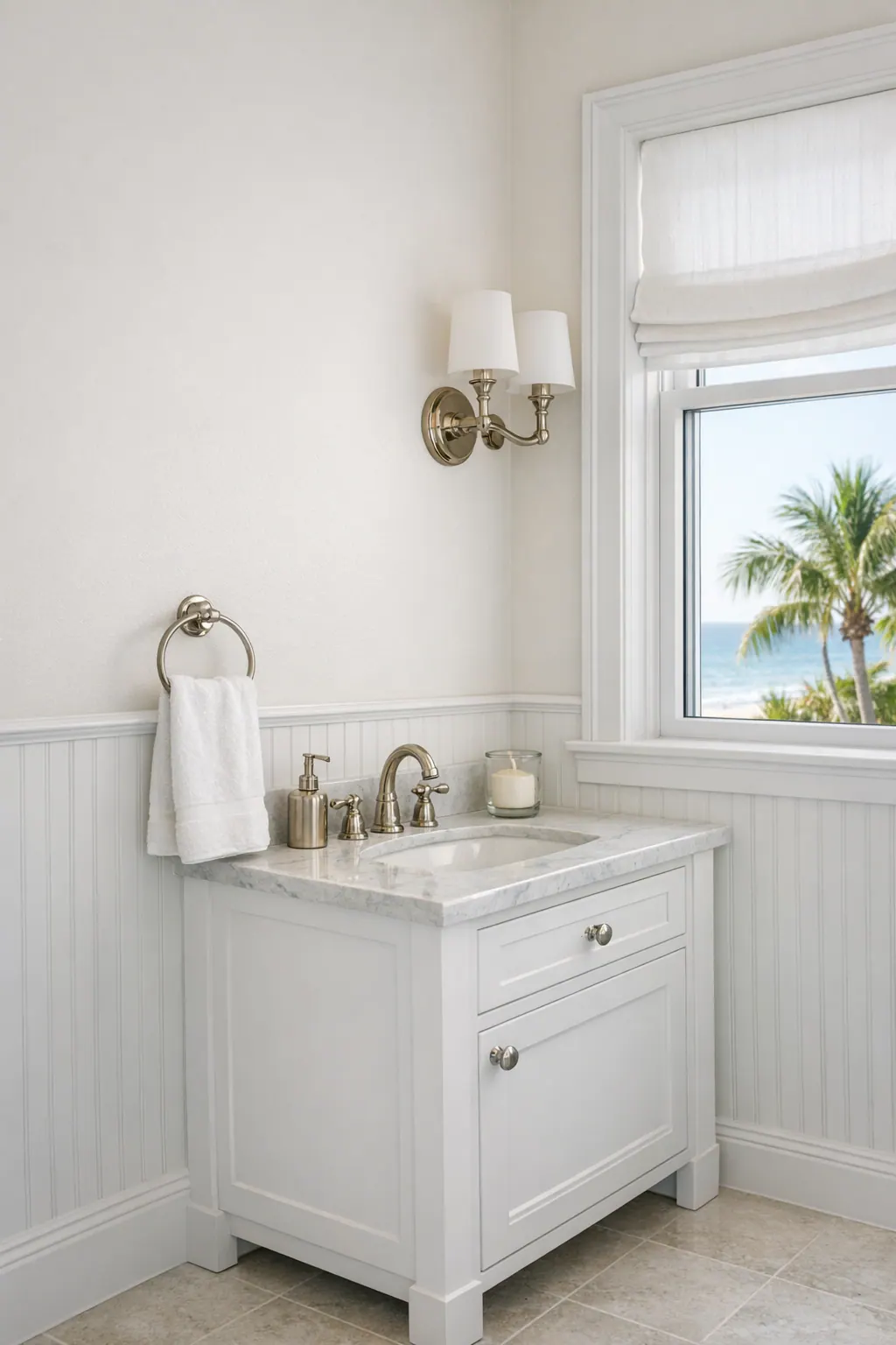 Beadboard Bathroom Lower Wall