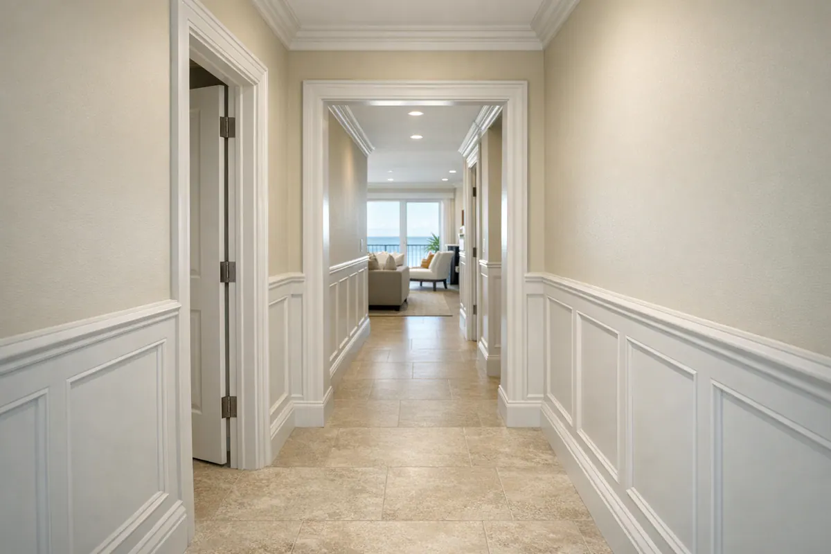 Balanced Condo Hallway Wainscoting