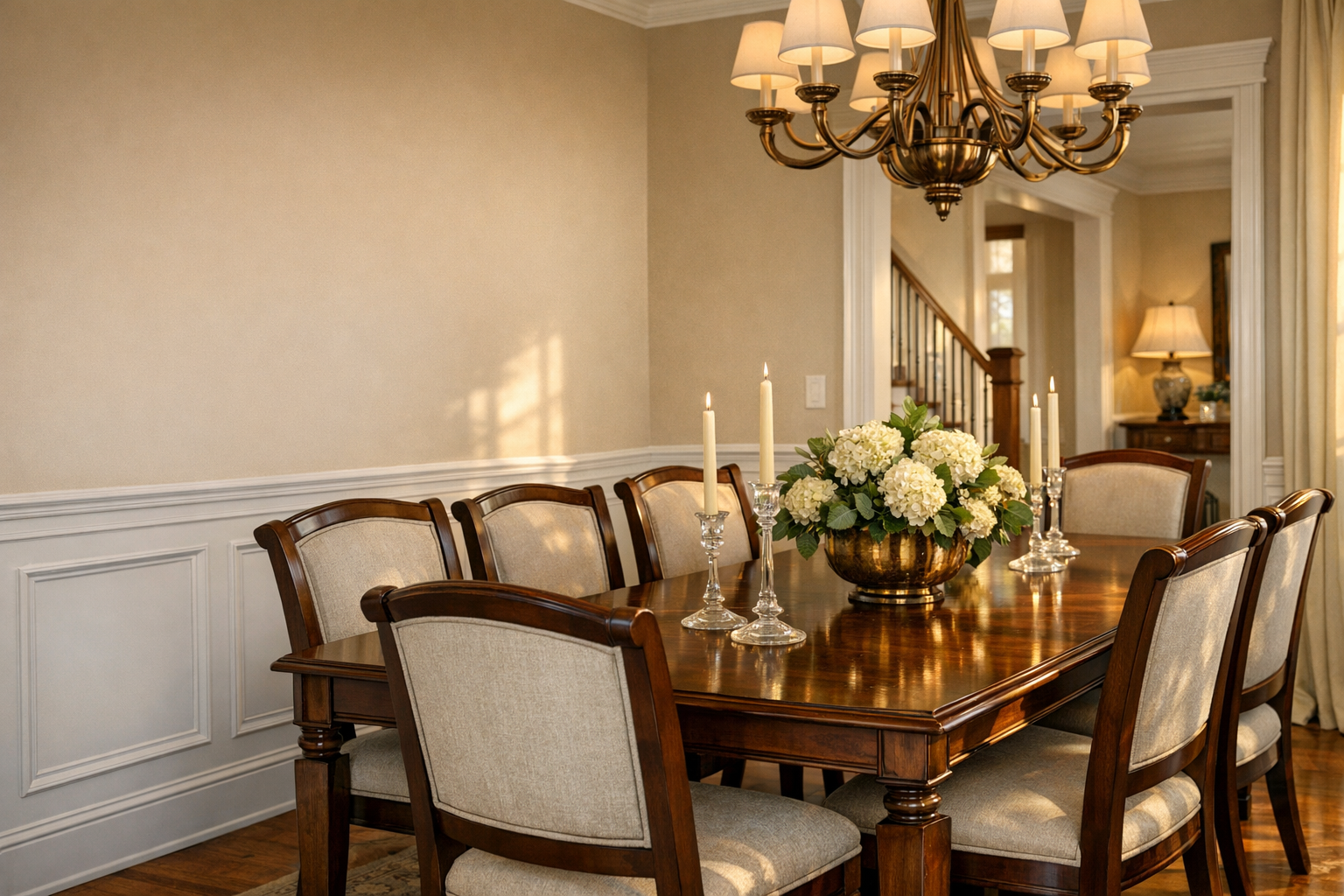 Classic Wainscoting for High-Traffic Dining Room