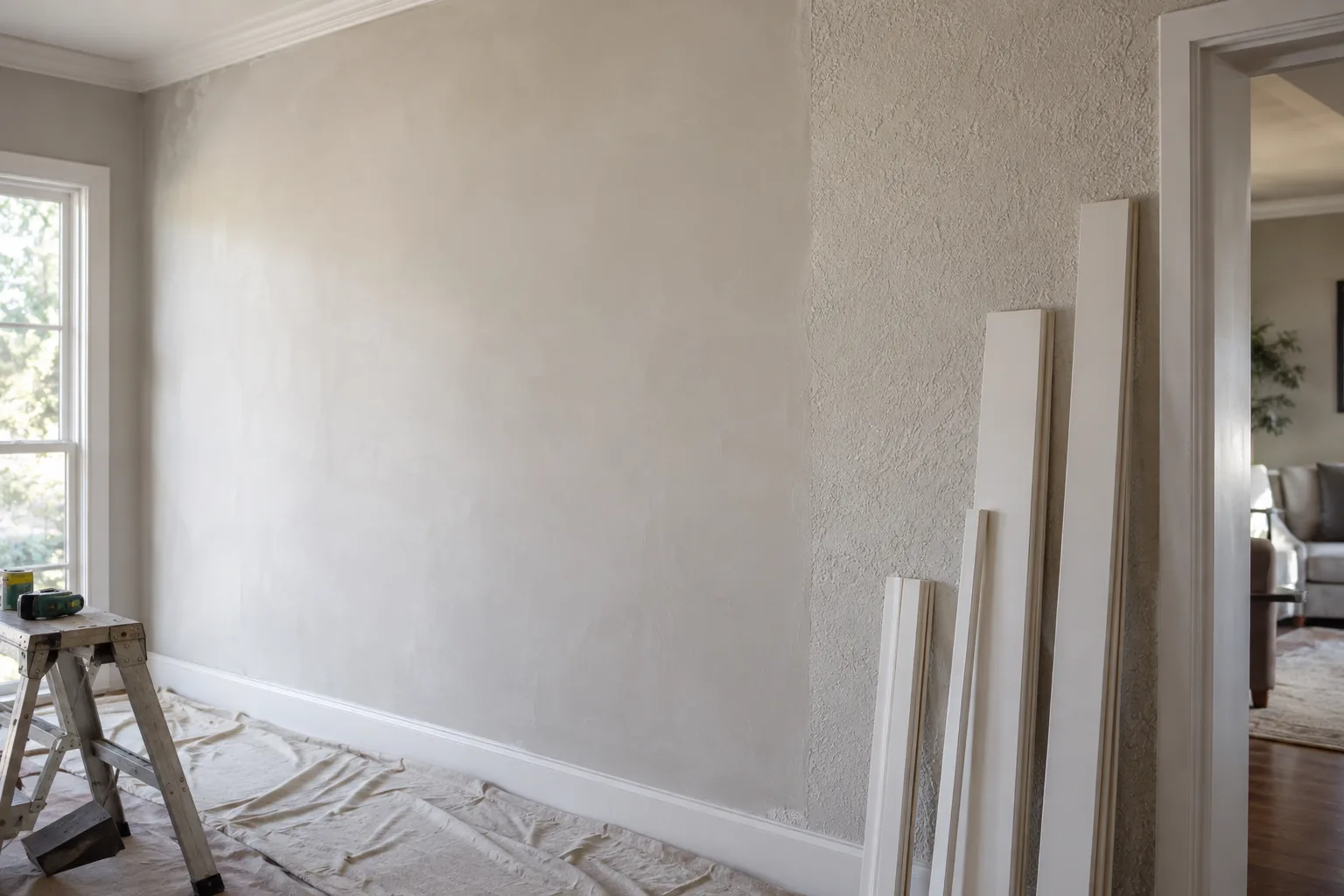 Preparing a skim-coated field