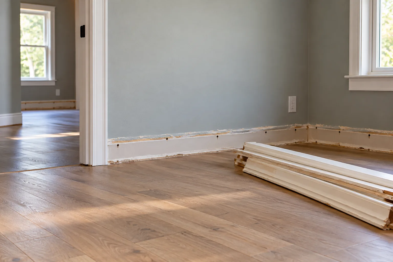 After baseboard removal
